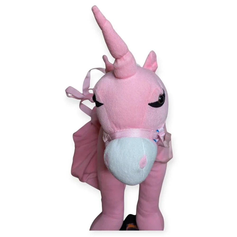 Giddy Up Pink Plush Unicorn Costume White Mane Wearable Adjustable Straps Kids